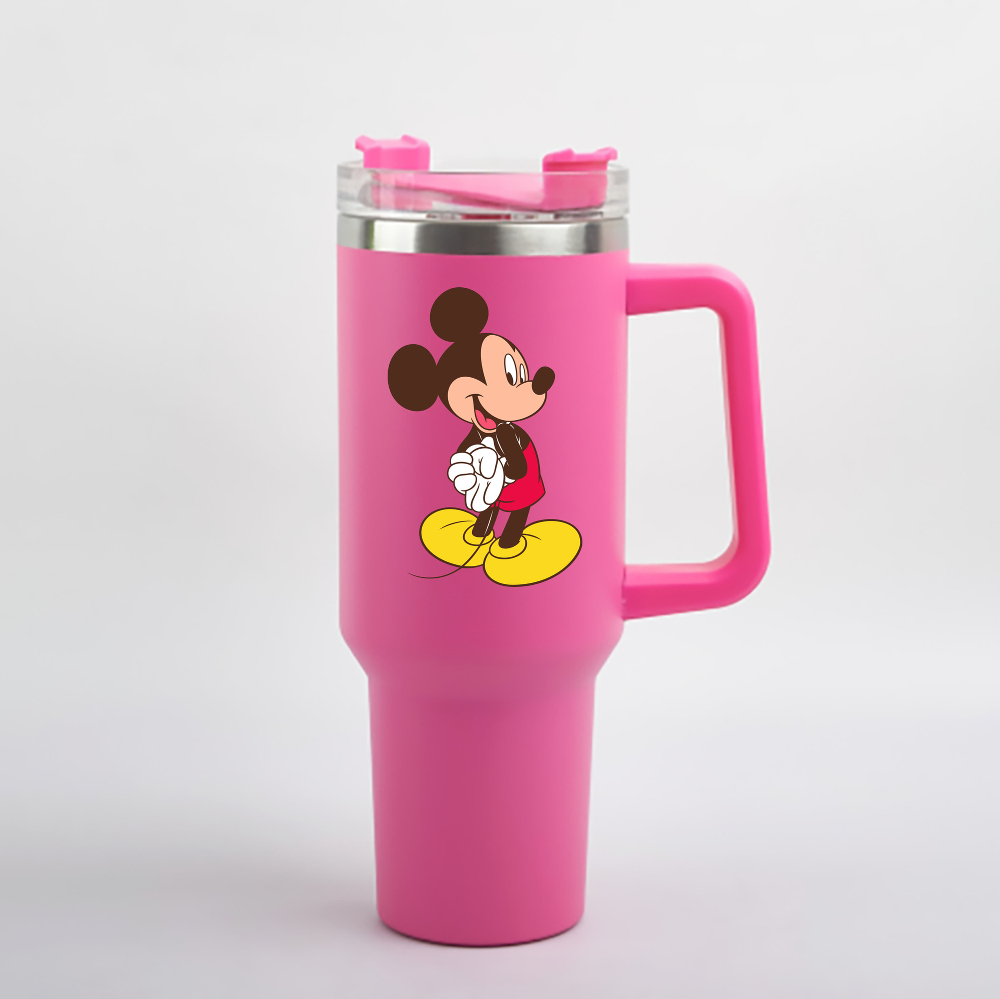 （画像用） ミッキーマウス Mickey Mouse 1200mL車用タンブラー - クリスタルステッカー（プラスチックストロー付き）